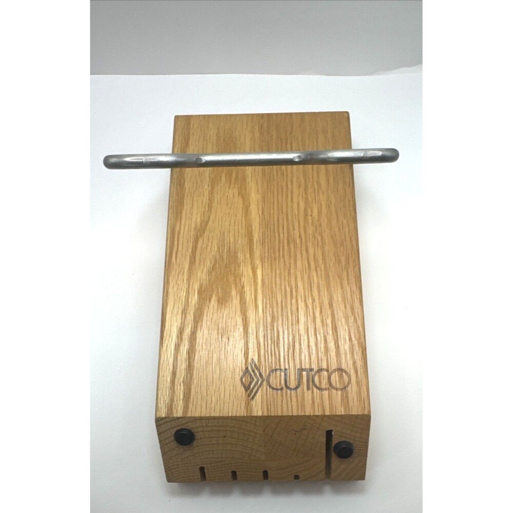 Cutco Space Saver Knife Block 5-Slot Wood Honey Oak Hang or Sit Metal Bar